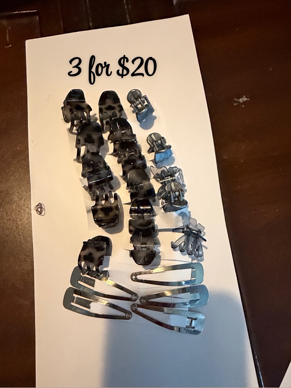 Assorted silver /grey Hair Clips and Barrettes Set 3itemsfor$20